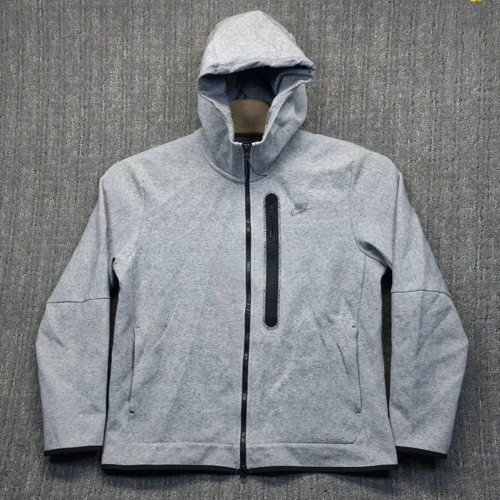 Nike Tech Fleece Hoodie‎ Full Zip Grey Splatter Logo Mens Large DR9150-032 Train